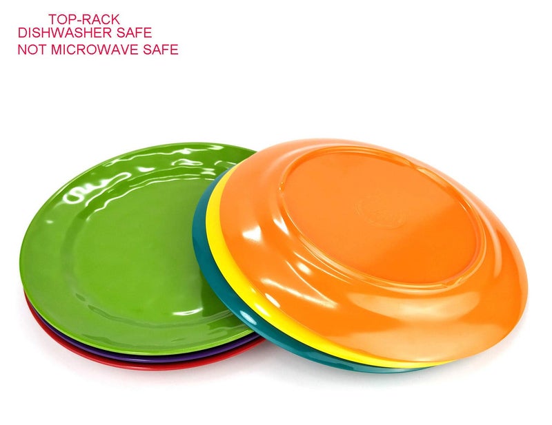 KX-WARE Melamine Plates Set of 6, 8-inch 100% Melamine Salad Plates for Everyday Use, Break-resistant and Lightweight, Multicolor - Image 5